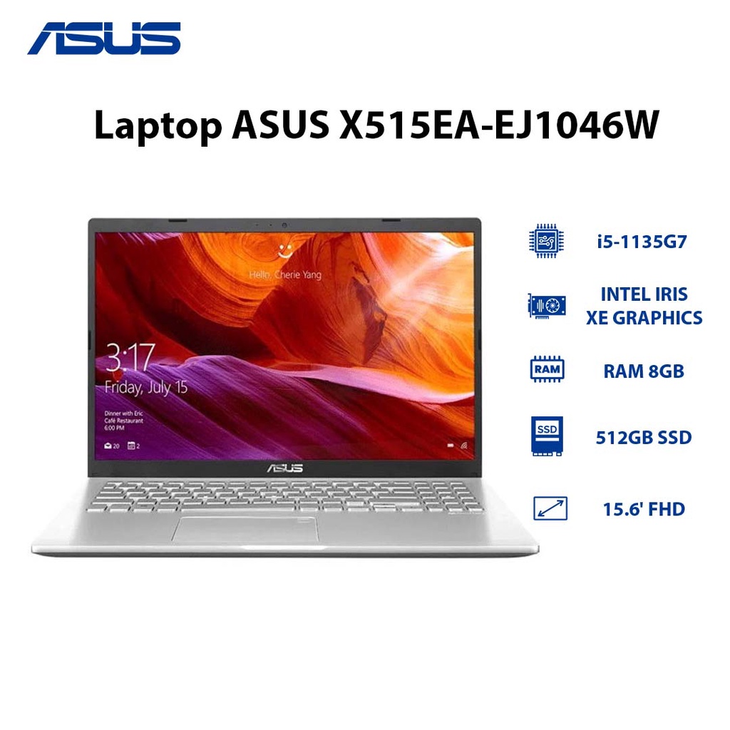 [ELGAME20 giảm 10%]Laptop ASUS X515EA-EJ1046W (i5-1135G7 | 8GB | 512GB | 15.6' FHD)