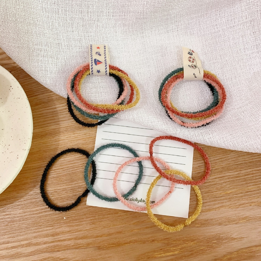 Set 5 dây buộc tóc màu sắc ngọt ngào xinh xắn cho nữ