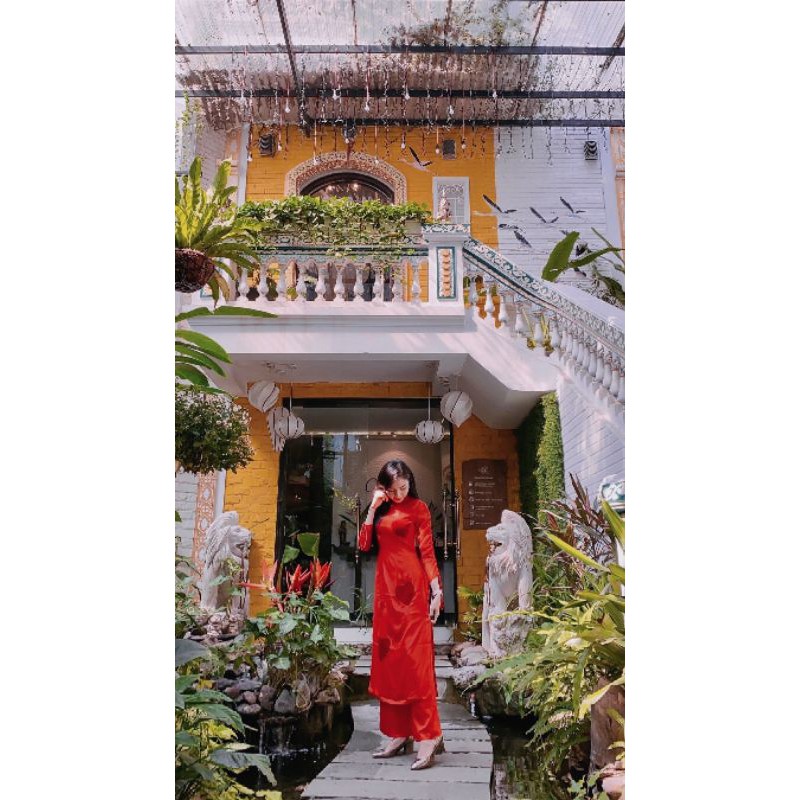 ÁO DÀI TƠ TIM TAY NHÚN ĐIỆU ĐÀ ⚡MIỄN SHIP 20K⚡GIÁ SÁT SỈ