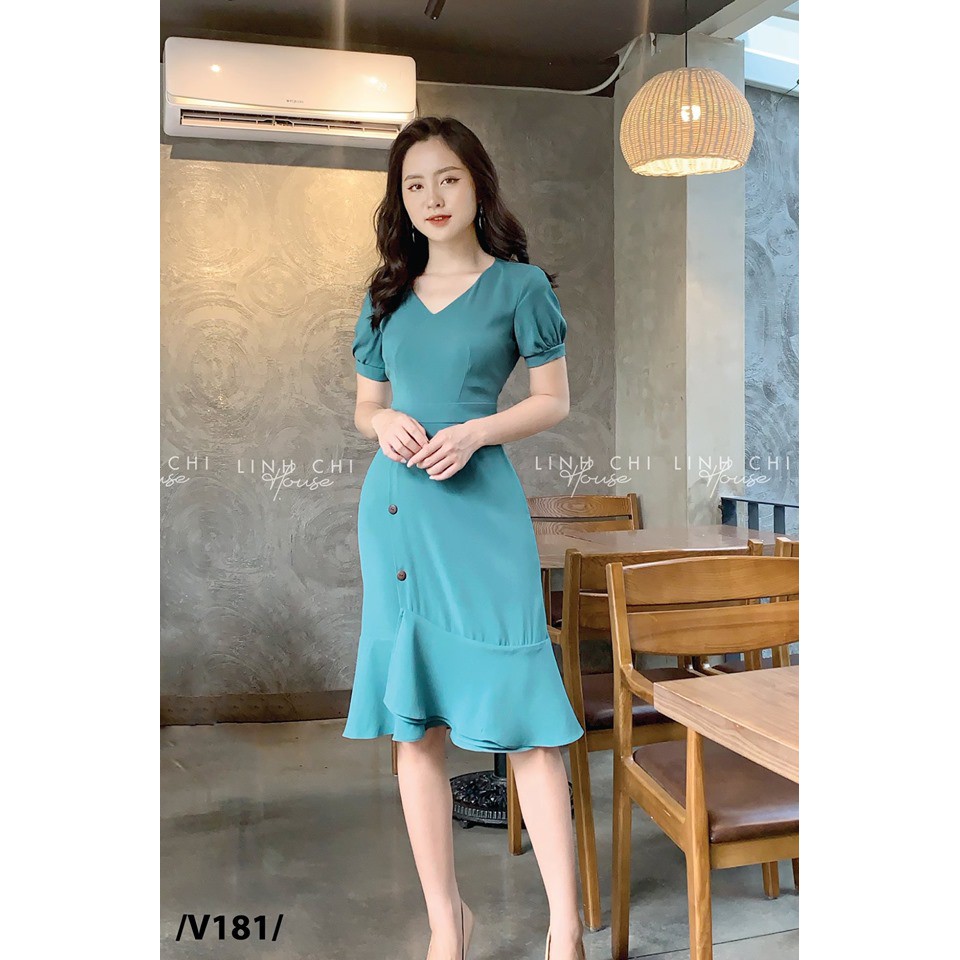 Đầm Nữ Đuôi Cá Dịu Dàng Thanh Lịch (Vàng, Xanh) Thời Trang Thu Đông V181 | BigBuy360 - bigbuy360.vn
