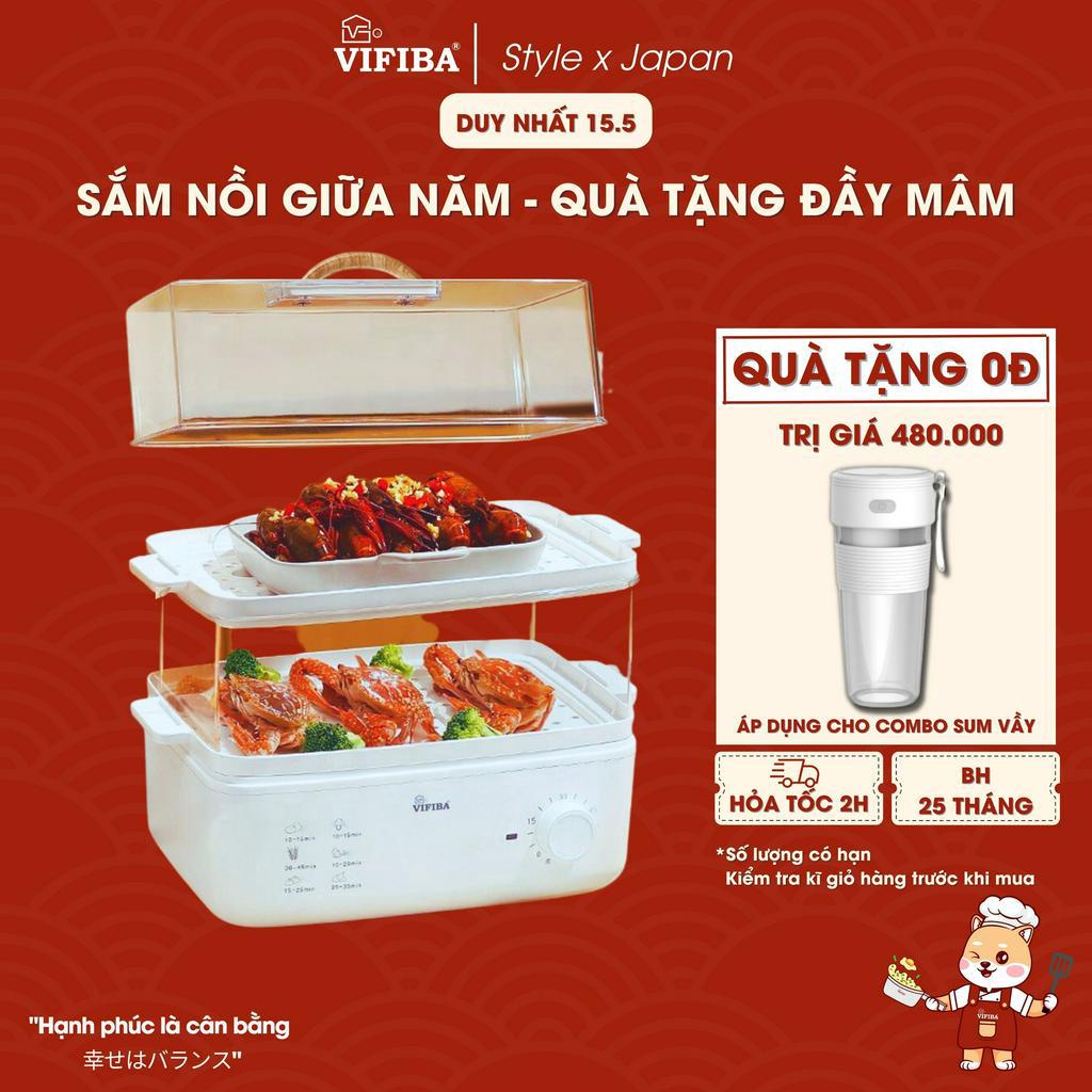 Nồi Hấp Điện 6in1 VIFIBA, Hấp Gà nguyên con với Dung Tích 10L,Công Suất Lớn, Chức Năng Hẹn Giờ Thông Minh