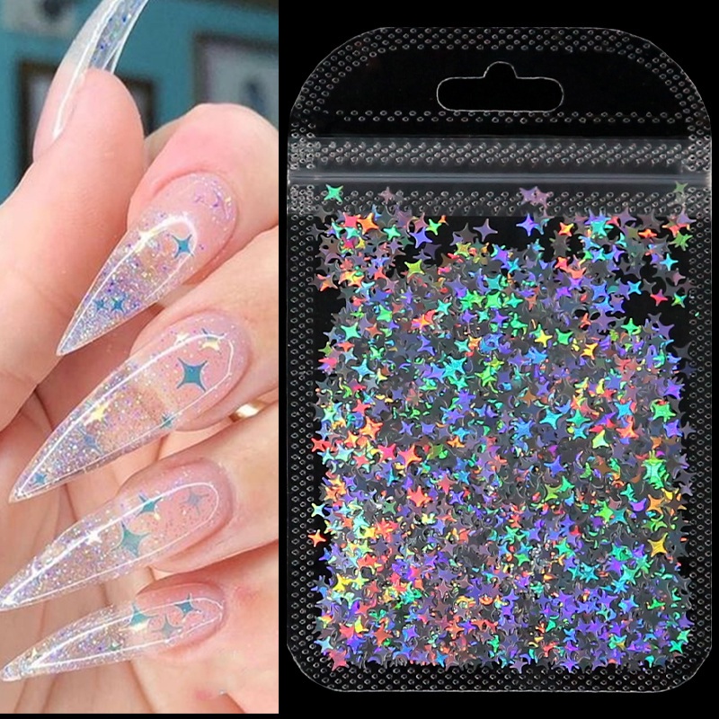 1 Gói Bột Kim Tuyến Hình Ngôi Sao 3D Trang Trí Móng Tay Nghệ Thuật