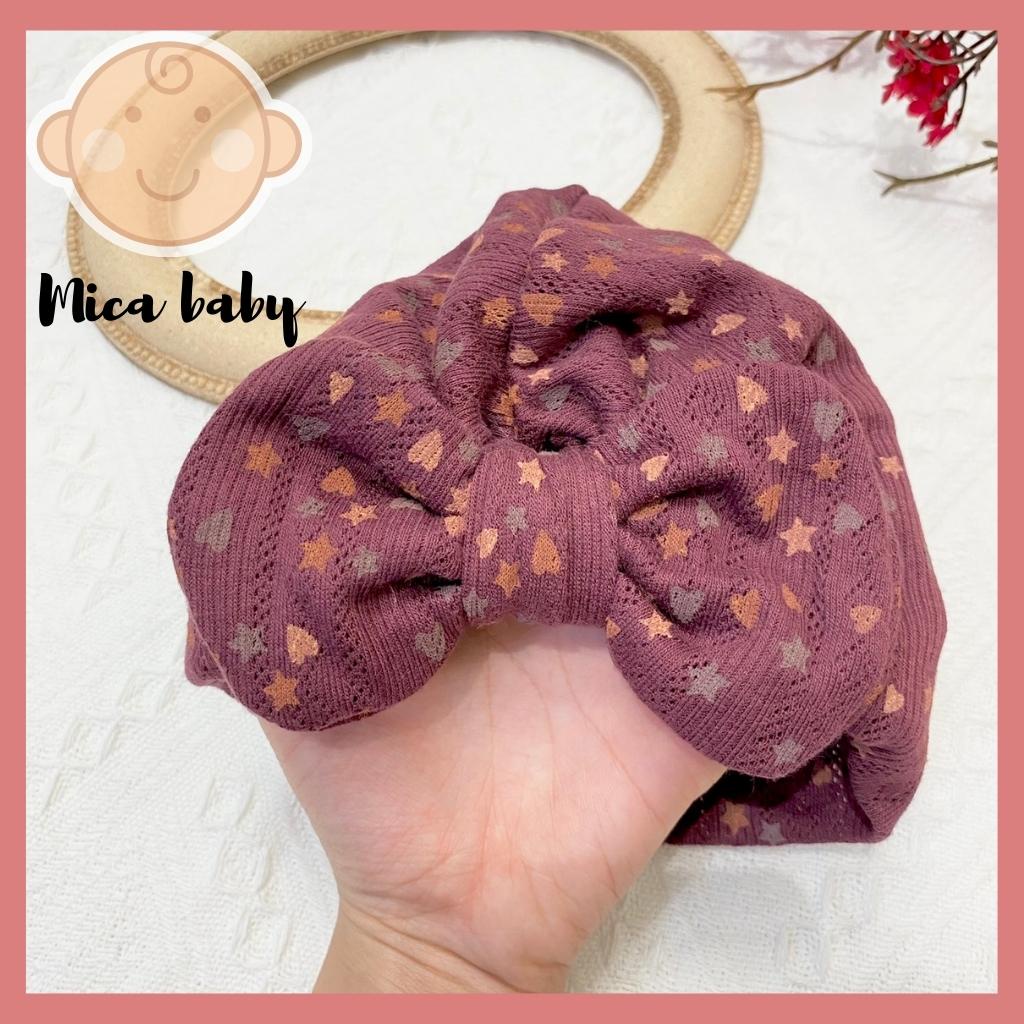 Mũ nón turban thắt nơ đỏ đô đậm tym sao đáng yêu cho bé từ Mica baby MTB84