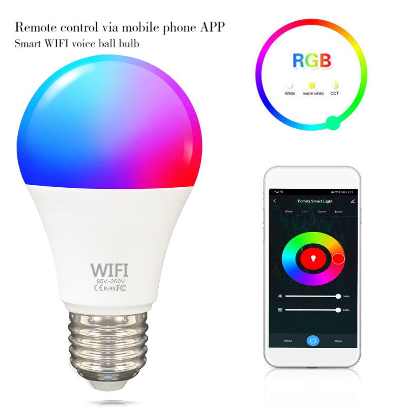 Ready Stock Smart Wifi Bulb Dimming Light Bulb 9W RGBCW Smart Light Bulb Voice Control Work With Alexa Google Home ECO