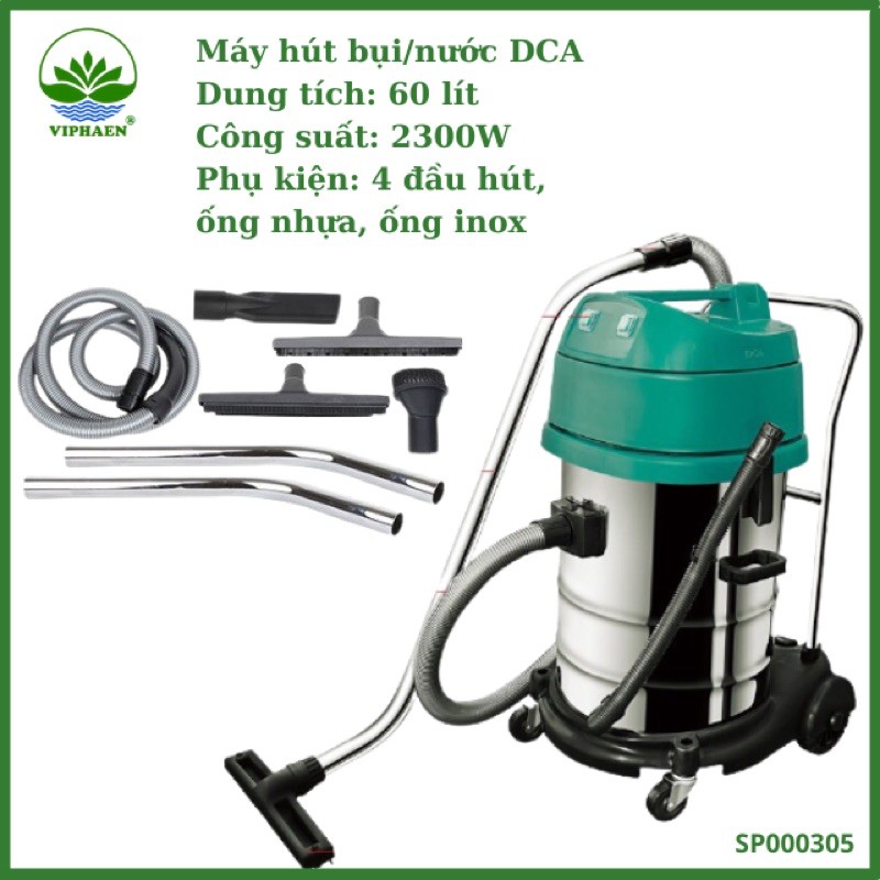 Máy Hút Bụi Nước DCA AVC60, Máy hút bụi Công Nghiệp Công Suất 2300W, 60 Lít