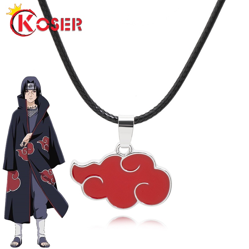 COSER KING 1 Pcs Japanese Anime Cosplay Naruto Akatsuki Organization Red Cloud Sign Metal Unisex Pendant Trendy Women Men Necklace