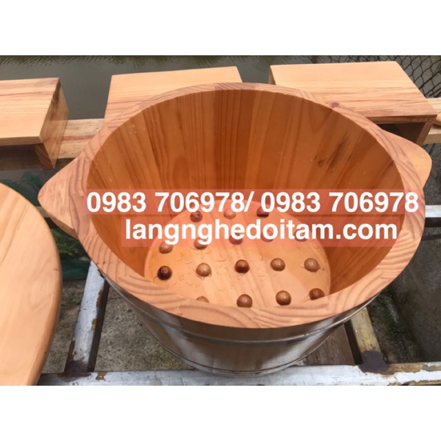 Chậu gỗ ngâm chân- bồn gỗ ngâm chân( tặng 1goi thảo dược)