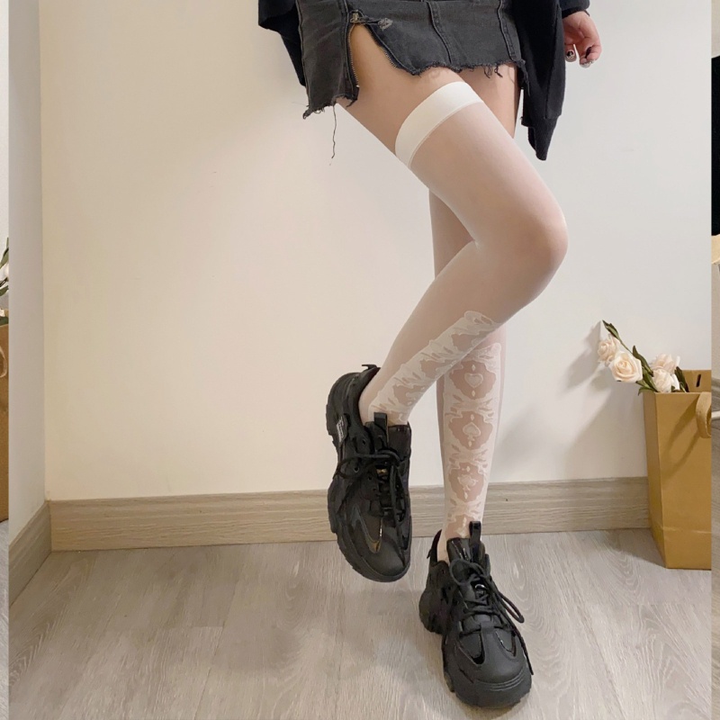XIXI Tất Lụa Dài Qua Gối Họa Tiết Trái Tim / Ngôi Sao Phong Cách Lolita Gothic Dễ Thương Cho Nữ