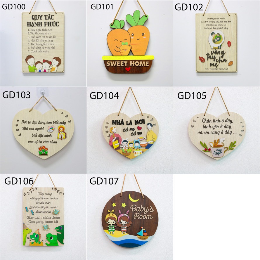 Combo 3 bảng TRANG TRÍ GIA ĐÌNH siêu dễ thương 2 ĐƯỢC CHỌN MẪU