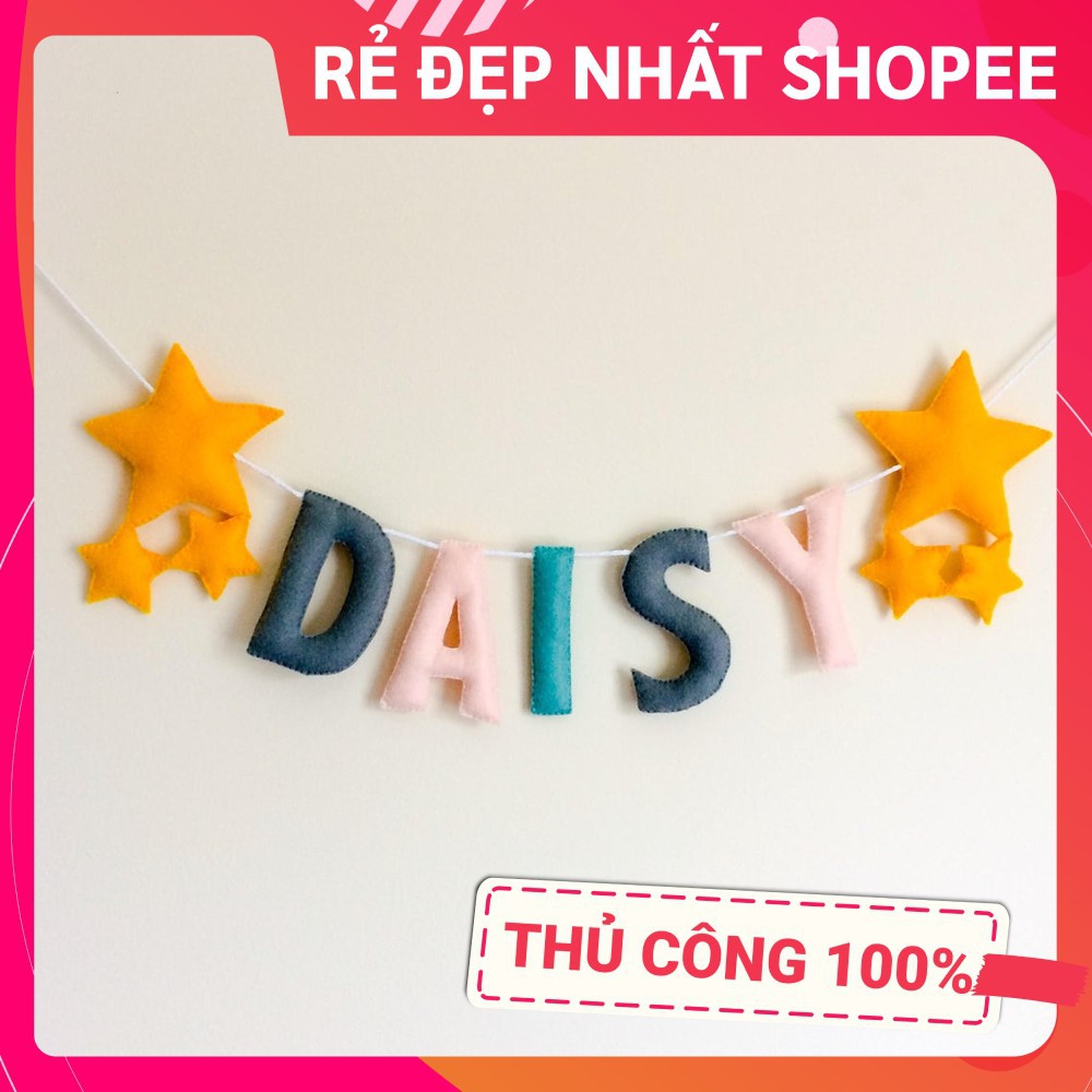 [ĐẸP NHẤT SHOPEE - FREESHIP] Bảng tên treo phòng ngủ handmade, bảng tên tròn trang trí thôi nôi cực đẹp mẫu SAO VÀNG