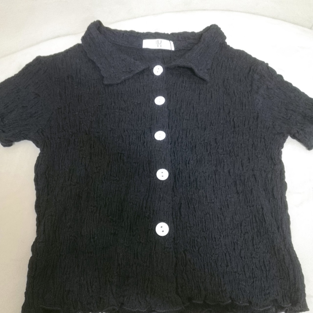 Áo Croptop Nữ Sexy Cổ Bẻ Tay ngắn Chất Vải Xốp Nhăn
