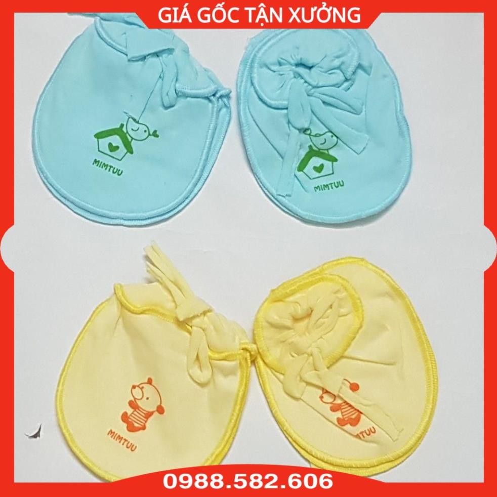 Set Bao Tay + Bao Chân Buộc Dây, Bao Tay Chân Mintu Cho Bé Sơ Sinh Dưới 7kg