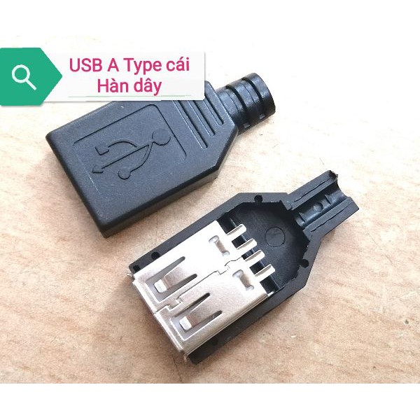 đầu cắm USB A Type đực cái hàn dây 4 Pin có vỏ ốp