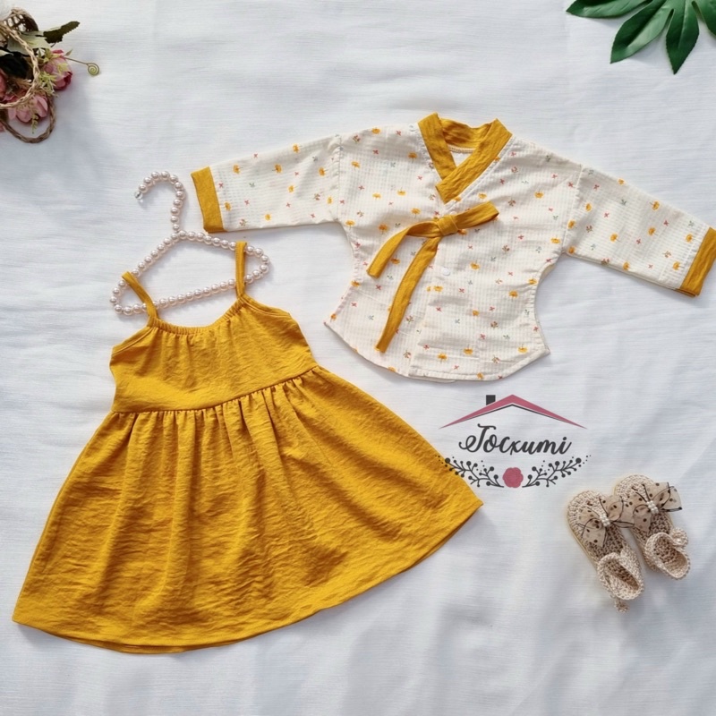 [THIẾT KẾ] SET VÁY HANBOK HÀN QUỐC VÀNG [CLIP ẢNH THẬT]