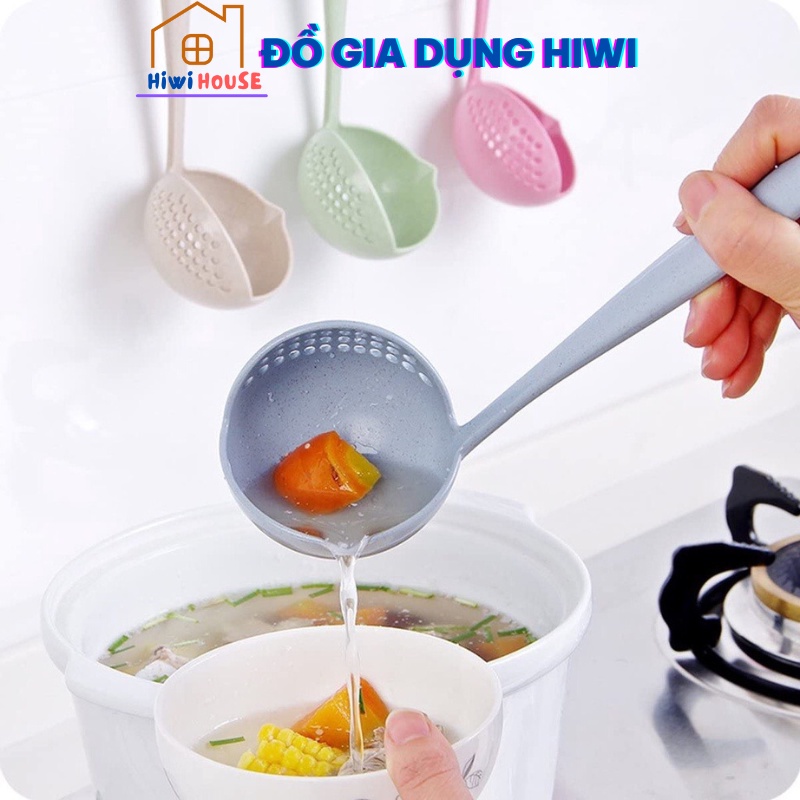 Vá múc canh 2in1 lúa mạch có lỗ thoát nước tiện dụng