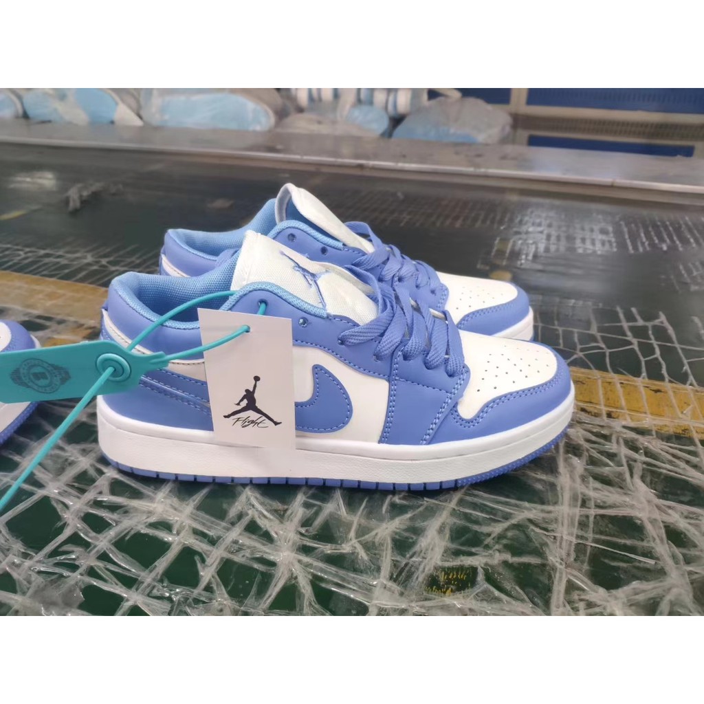 (Bill+tag+Box) Giày thể thao Air Jordan 1 Low UNC Xanh Trắng Cổ Thấp [Freeship]