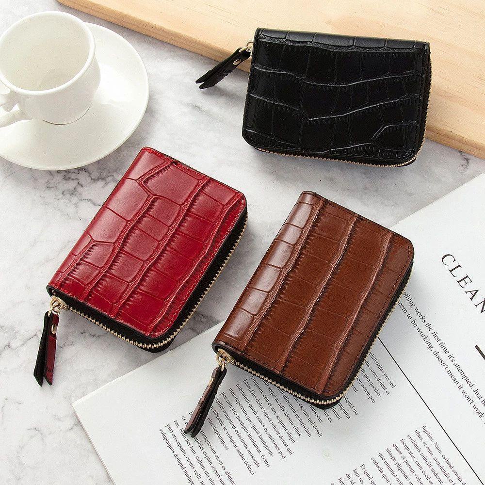 SOMEDAYZL Ví Da PU Đựng Thẻ Ngân Hàng / Danh Thiếp Có Khóa Kéo