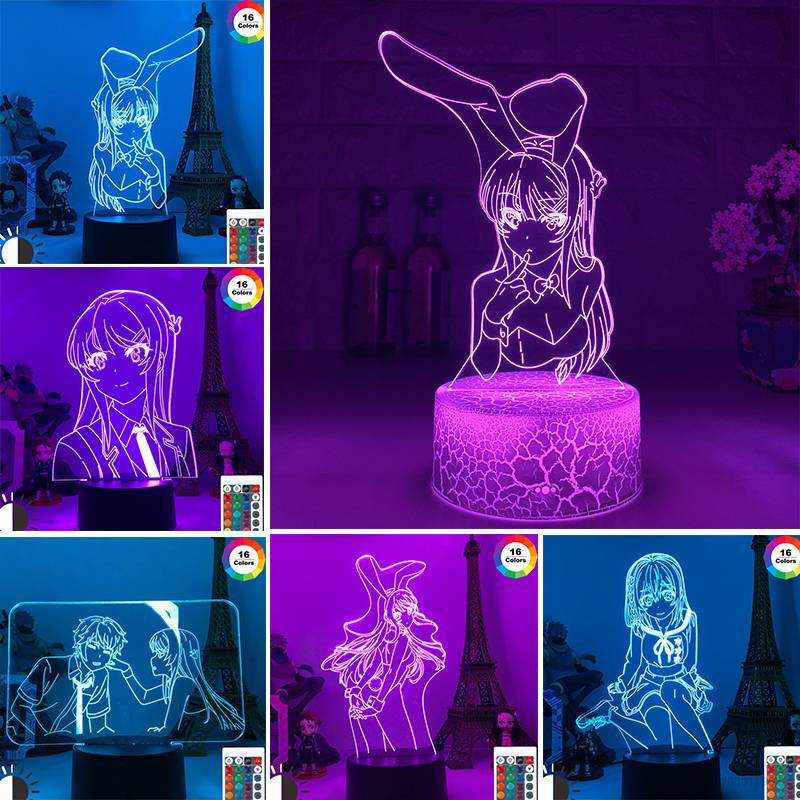 Đèn ngủ 3d hình nhân vật anime bằng acrylic có thể điều khiển từ xa tiện lợi