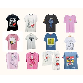 Các mẫu áo thun nữ ngắn tay hàng xuất cao cấp chất cotton 100% hình in hoạt hình Mickey, Snoopy