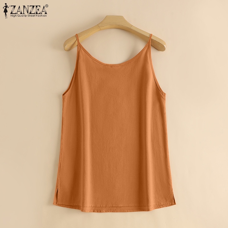 Áo Tank Top Không Tay Cổ Tròn Màu Trơn Thời Trang Cho Nữ ZANZEA
