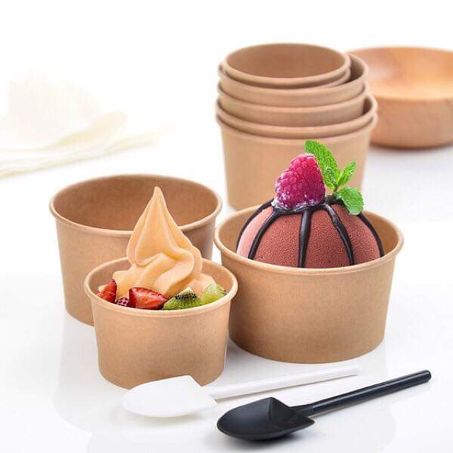 Set 50 Tô Giấy Kraft 750ml/1000ml/500ml/350ml Đựng Thực Phẩm Kèm Nắp Cao Cấp
