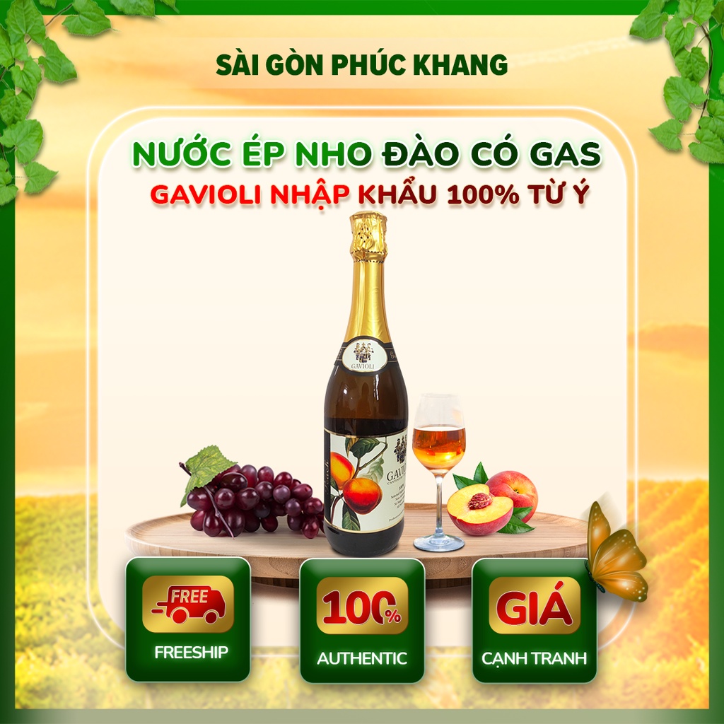 NƯỚC ÉP NHO ĐÀO CÓ GAS GAVIOLI NHẬP KHẨU 100% TỪ Ý,CHĂM SÓC SỨC KHỎE TIM MẠCH,TĂNG CƯỜNG HỆ MIỄN DỊCH HIỆU QUẢ