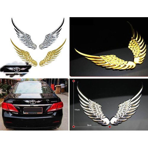 Đôi cánh thiên thần gắn logo xe hơi trang trí chất liệu hợp kim