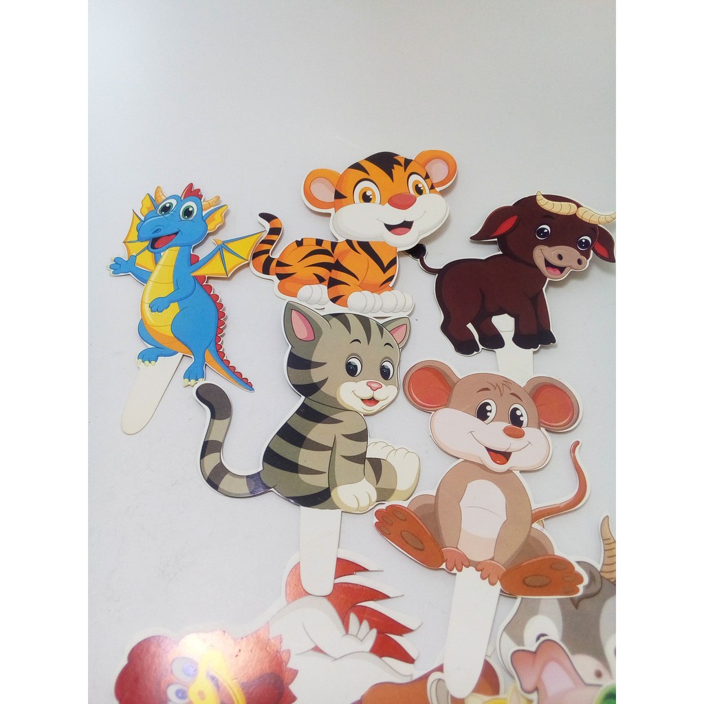 Phụ kiện trang trí bánh sinh nhật hình 12 con giáp