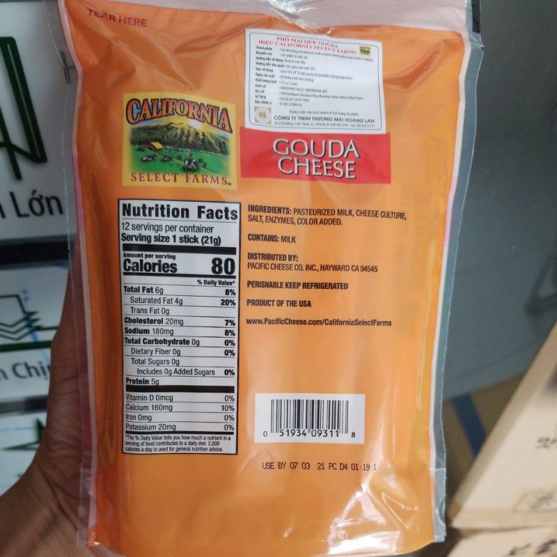 Phô mai que gouda hiệu California select farms 255gr