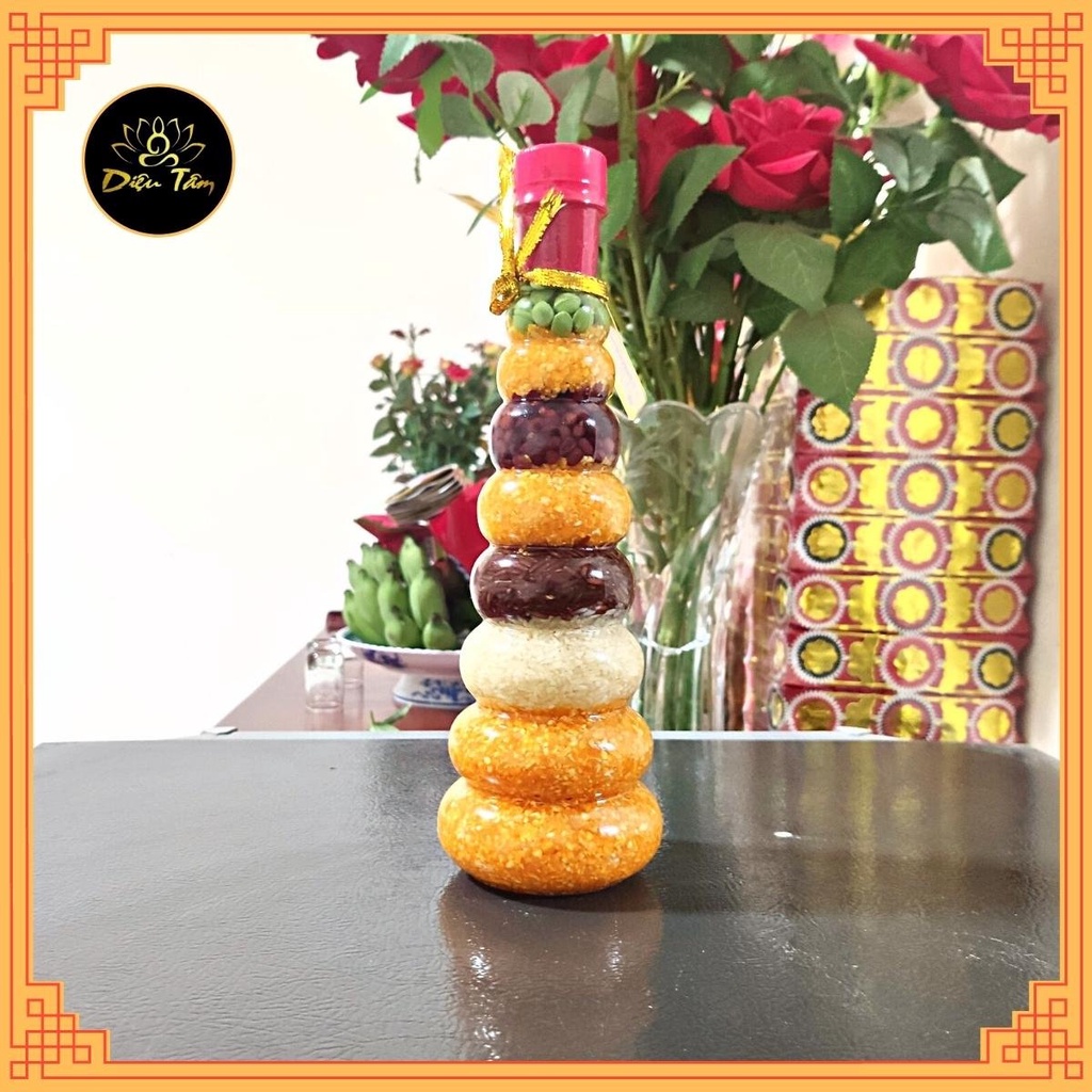 Chai ngũ cốc phong thủy năm thứ đậu hình hồ lô - Cầu tài lộc sung túc no đủ đồ thờ cúng