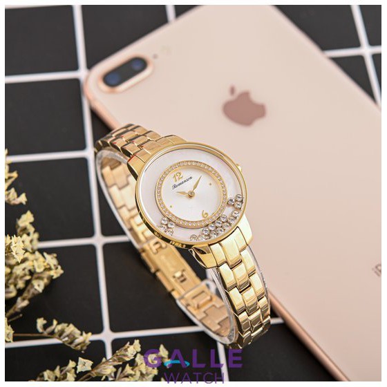 Đồng hồ Romanson Watch RM7A30QLGWH nữ mặt đính đá kính chống xước máy Thụy Sĩ dây thép cao cấp chính hãng
