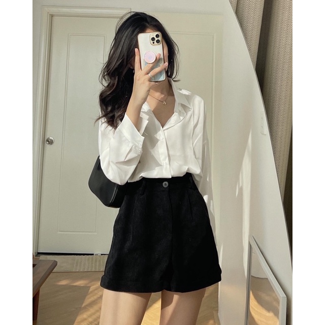 Sơ mi trắng form rộng dễ phối đồ Aimee closet