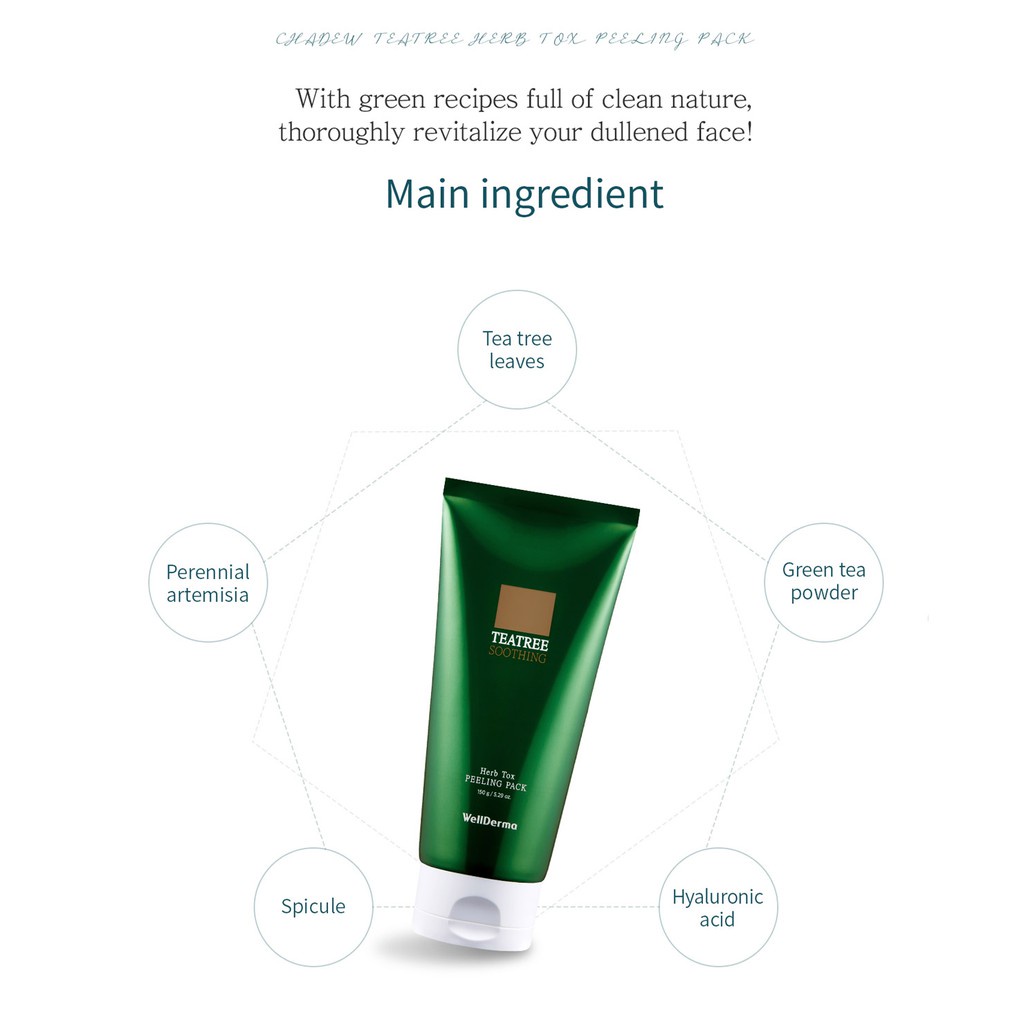 Mặt Nạ Tẩy Da Chết Tràm Trà Chadew WellDerma Chiết Xuất Thiên Nhiên Hàn Quốc 150g