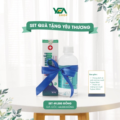 Set quà yêu thương S49 - Combo khẩu trang Wakamono, nước súc miệng ion muối 300ml