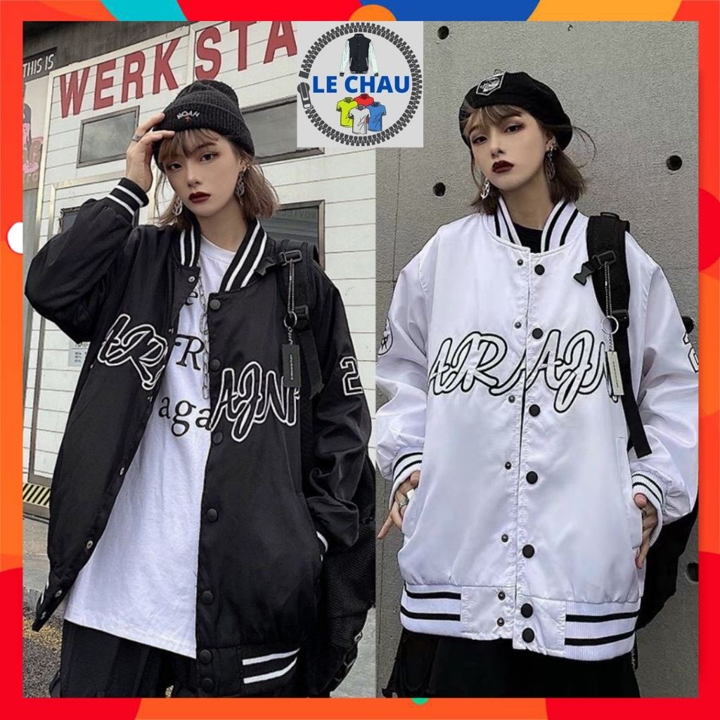 Áo khoác dù unisex form rộng kiểu bomber jackets nam nữ phong cách Hàn Quốc street style ARAGNP LECHAU AKD05 2 lớp xịn