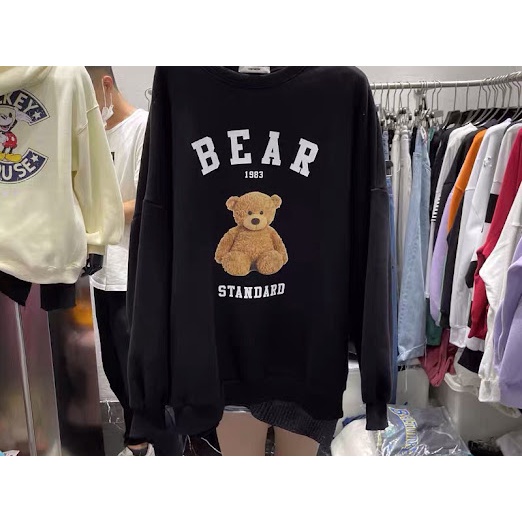 Áo Nỉ Cánh Dơi Gấu Nâu Dáng Rộng In Hình Dài Tay Phong Cách Hàn Quốc | BigBuy360 - bigbuy360.vn