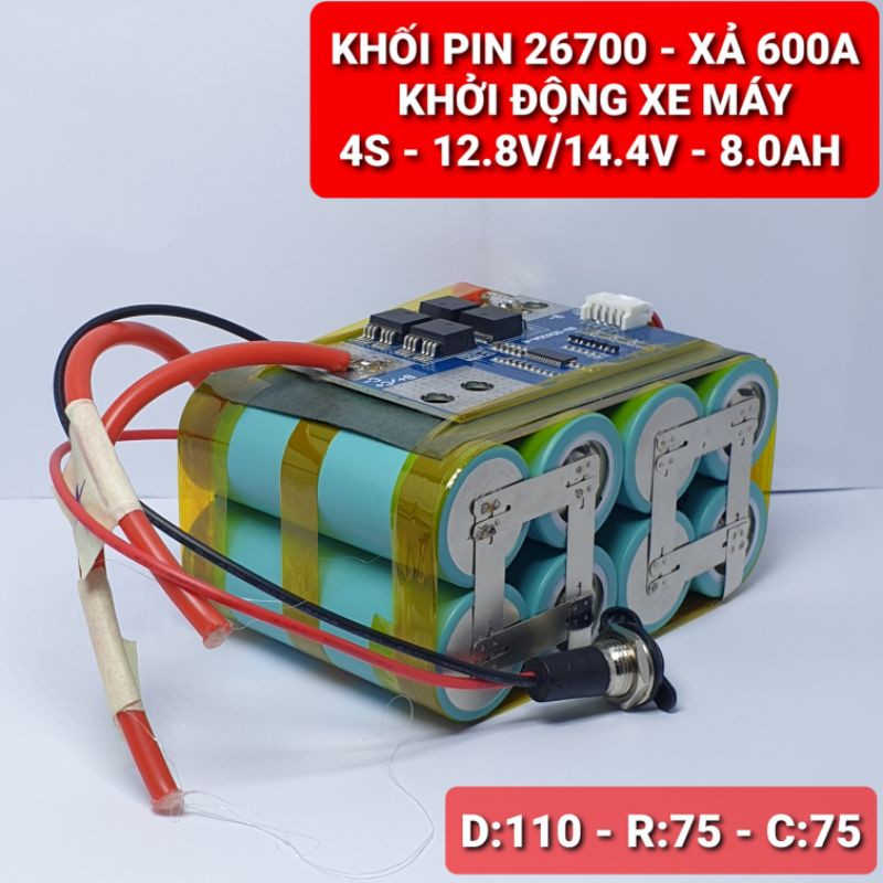 Achun.vn - ẮC QUY PIN SẮT 4S- 12.8V/14.4V - 8.000mAh - Khởi động xe máy