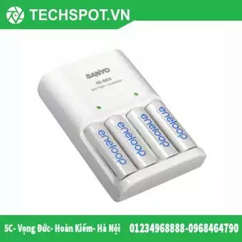 Sạc Sanyo nhanh cho Pin AA / AAA (Trắng) - TECHSPOTVN