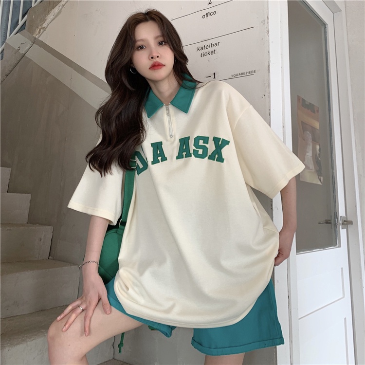 Áo Thun Ngắn Tay Form Rộng Phong Cách Cổ Điển Dành Cho Nữ