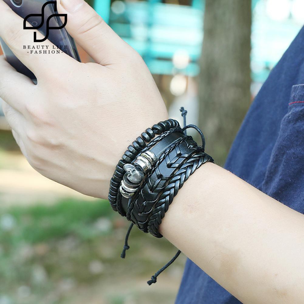 Set 4 Vòng Đeo Tay Kiểu Dáng Cá Tính Cho Nam