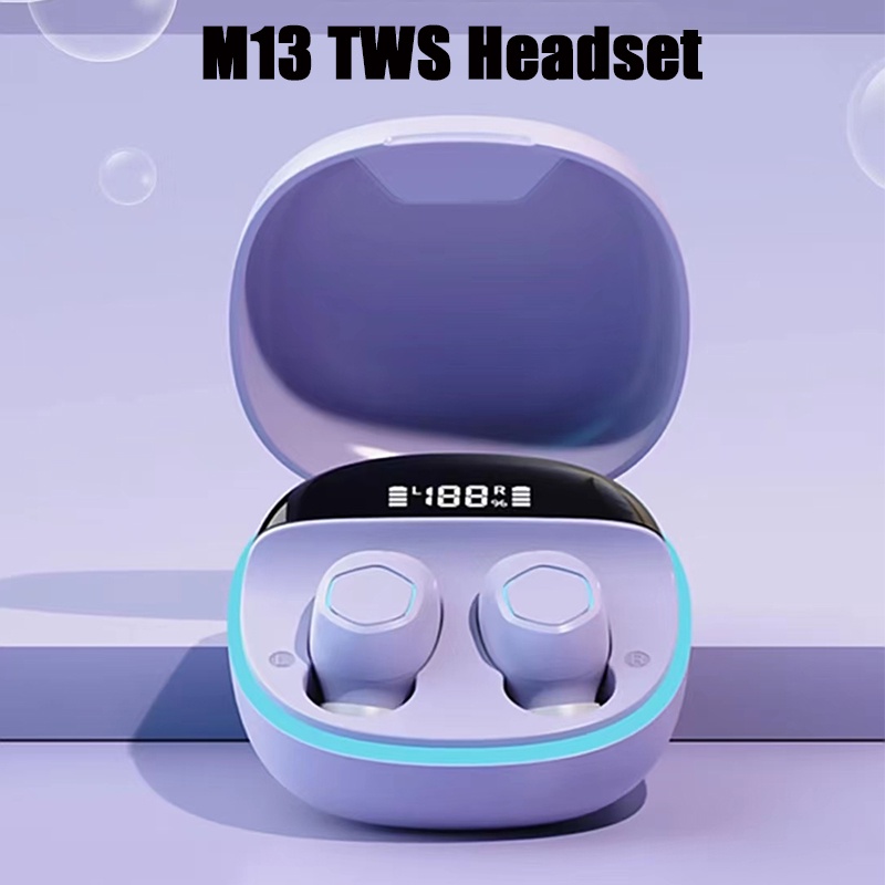 Tai Nghe Bluetooth 5.2 M13 Bản Pro Upgrade Không Dây Pin Trâu,LED Kỹ Thuật Số,IPX4 Chống Nước,Âm Thanh Nổi,Có Mic,kết Nối Tự Động Dùng, Cho Tất Cả điện Thoại