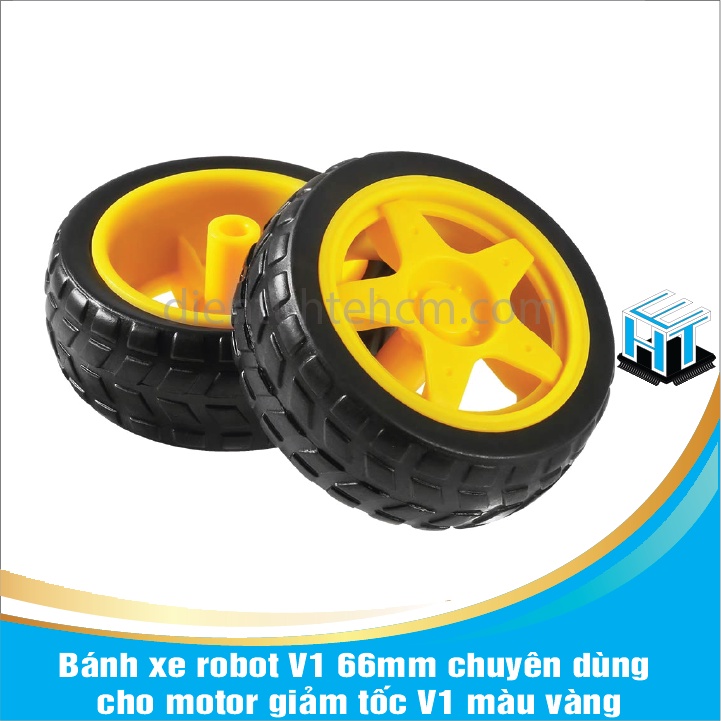 Bánh xe robot V1 66mm chuyên dùng cho motor giảm tốc V1 màu vàng