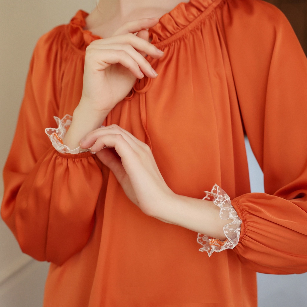 Bộ Đồ Ngủ Vải Lụa Satin Phong Cách Pháp Màu Sắc Ngọt Ngào 2022