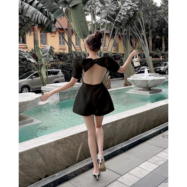 JUMP CỔ VUÔNG HỞ LƯNG PHỐI NƠ ĐEN TRẮNG