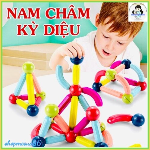 Bộ xếp hình nam châm thế hệ mới, đồ chơi lắp ghép từ tính tư duy logic cho bé 36 chi tiết - Đồ chơi phát triển trí tuệ