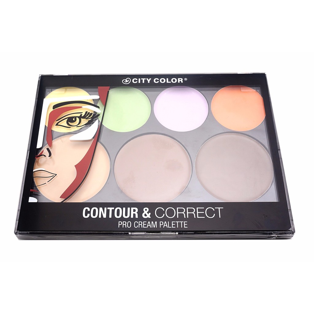 Tạo Khối &amp; Che Khuyết Điểm 7 ô CITY COLOR Contour &amp; Correct Cream Palette