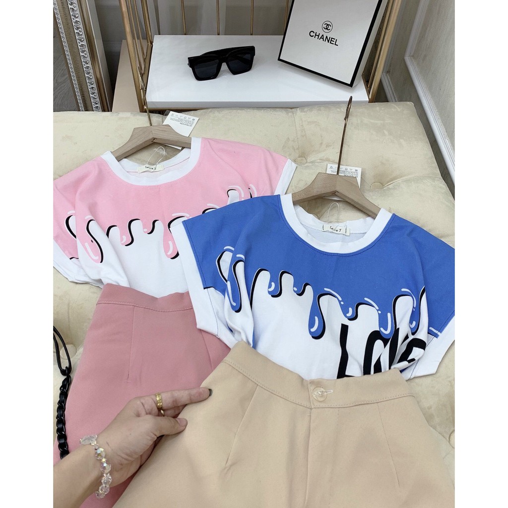 Bộ Đồ Nữ, Quần Sooc Mix Áo Thun, 2 Màu, Phù Hợp, Đi Dạo, Đi Chơi, Mặc Ở Nhà. COS S1010 | BigBuy360 - bigbuy360.vn