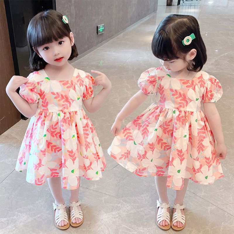 Đầm Công Chúa Tay Ngắn In Hoa Se7en Cho Bé Gái