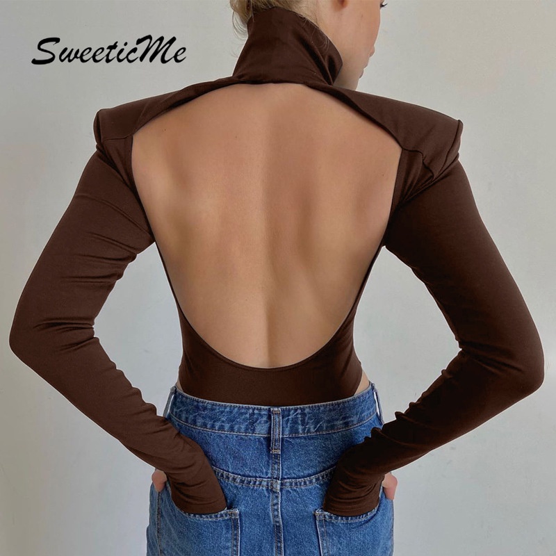 Bodysuit Cổ Lọ Hở Lưng Sweeticme 2022