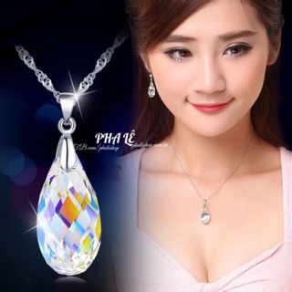 Mặt Dây Chuyền Pha Lê Swarovski Giọt Nước Dát Nhiễn S21mm
